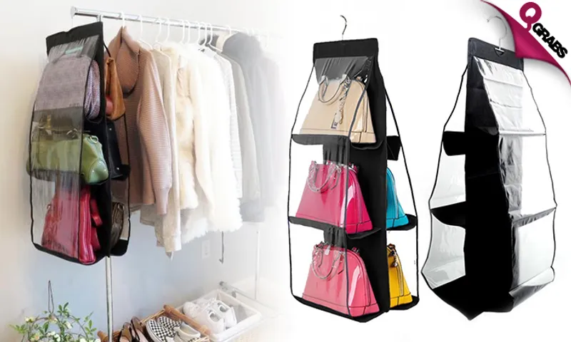 For QR49 Keep Your Purses in their Place with a Hanging Handbag Organizer with 6 Pockets! (QR100 Value)